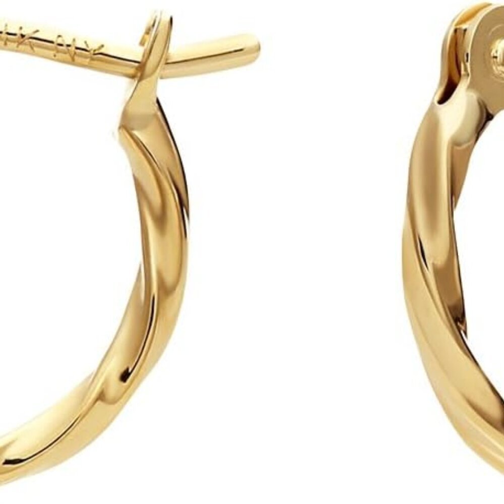 14k Yellow Gold Twisted Round Hoop Earrings